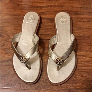 Tory Burch Gold Thong Sandals